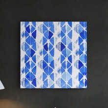 青色のコントラストが美しい 幾何学模様のアートパネル