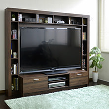 大画面テレビの設置に理想的な 壁面収納テレビボード
