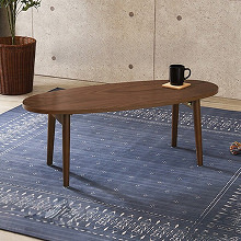 天然木の風合い 折れ脚センターテーブル 幅95cm・オーバル型タイプ