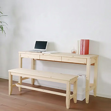 天然木の温もり リビングデスク&ベンチセット 幅140×奥行45cm ナチュラル