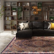 [94×60] シルクのような煌めき 最高級モダールラグ ネイビー