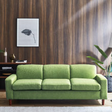 どんな空間にも合う シンプルデザインソファ 3人掛け リーフグリーン