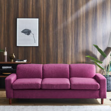 どんな空間にも合う シンプルデザインソファ 3人掛け ピンク