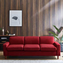 どんな空間にも合う シンプルデザインソファ 3人掛け レッド