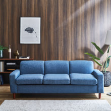 どんな空間にも合う シンプルデザインソファ 3人掛け スカイブルー