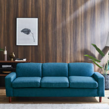 どんな空間にも合う シンプルデザインソファ 3人掛け ターコイズ