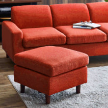 どんな空間にも合う シンプルデザインソファ スツール オレンジ
