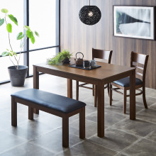 お部屋に合わせやすい シンプルダイニング 4点セット (ブラウン)