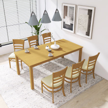 お部屋に合わせやすい シンプルダイニング 7点セット (ナチュラル)