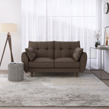 触り心地のいい素材 シンプルデザインソファ 2人掛け ブラウン