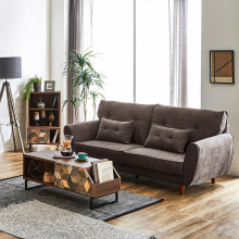 触り心地のいい素材 シンプルデザインソファ 3人掛け ブラウン