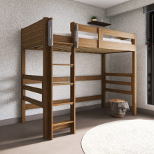 空間を有効に活用 コンセント付きロフトベッド ウォールナット