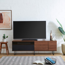 ミックス素材が特徴 国産テレビボード 幅150cm (ブラウン/ブラック)