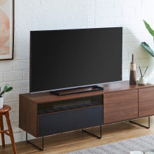 ミックス素材が特徴 国産テレビボード 幅180cm (ブラウン/ブラック)