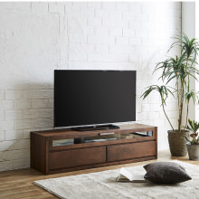 美しく快適な アルダー材テレビボード ロータイプ・幅150 (ダークブラウン)