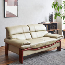快適な背もたれ 本革デザインソファ 2人掛け アイボリー