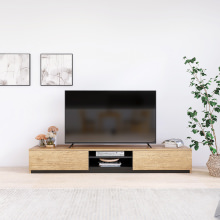 デザインと機能性を兼ね備えた テレビボード 幅210cm (ナチュラル)
