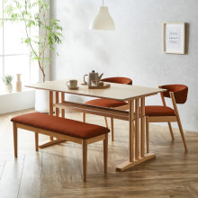 ナチュラルなくつろぎの空間 ダイニング 4点セット (ナチュラル/オレンジ)