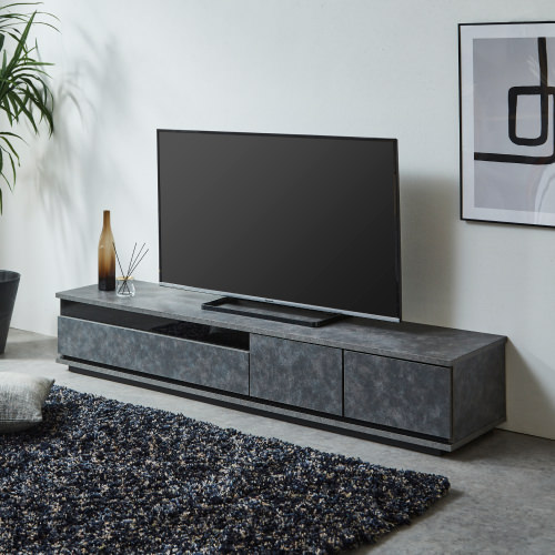シンプルなデザインで使い勝手の良い テレビボード 幅180cm (グレー)