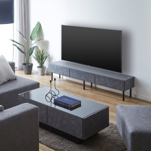 落ち着いた風格が魅力の テレビボード 幅210cm (グレー)