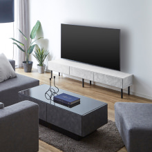 落ち着いた風格が魅力の テレビボード 幅210cm (グレージュ)