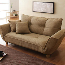 リクライニング カウチソファ 2人掛け コイルスプリング ブラウン