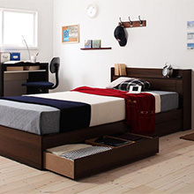 永遠のシンプルなデザイン コンセント付き収納ベッド(シングル)
