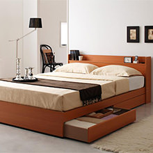 永遠のシンプルなデザイン コンセント付き収納ベッド(セミダブル)