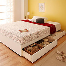 狭い部屋でもあきらめないデザイン シンプル収納ベッド(シングルベッド)