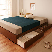 狭い部屋でもあきらめないデザイン シンプル収納ベッド(セミダブルベッド)