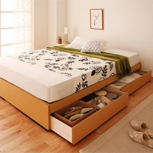 狭い部屋でもあきらめないデザイン シンプル収納ベッド(ダブルベッド)
