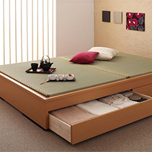 和の香り溢れる寝室 モダンデザイン畳収納ベッド(セミダブルベッド)