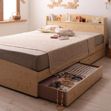 パイン柄のベッドフレームが可愛い カントリーデザイン収納ベッド (シングル)