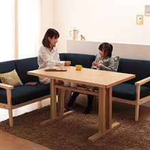 天然木の温もりを感じるシンプルデザイン だんらん木肘ソファ コーナーソファタイプ