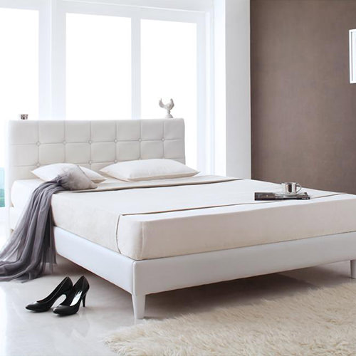 部屋を明るくする気品の白 モダンデザイン 高級レザー大型ベッド (ダブル)