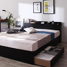 自分好みの寝心地を贅沢に選べる 棚・コンセント付き収納ベッド (シングル)