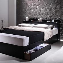 自分好みの寝心地を贅沢に選べる 棚・コンセント付き収納ベッド (セミダブル)