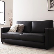 着脱可能な背もたれ付き 本革仕様ハイバックソファ 3人掛け キャメルの