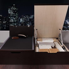機能美に満ちた和のスタイル 美草・日本製大容量畳跳ね上げベッド (セミダブル)
