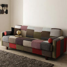 快適な座り心地と寝心地 パッチワークデザインソファベッド