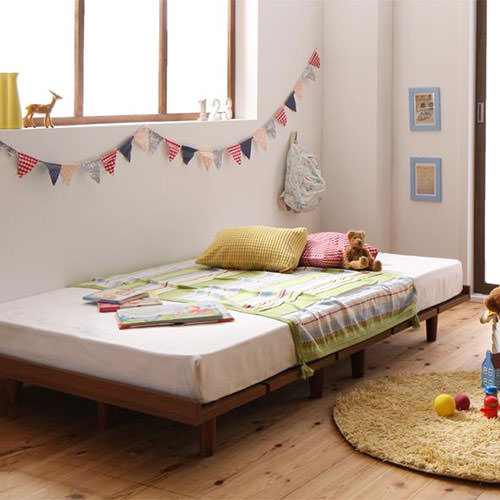 デザインボードベッド スタンダードボンネルコイルマットレス付き 木脚タイプ ステージ セミダブル フレーム幅140 デザインボードベッド スタンダードボンネルコイルマットレス付き 木脚