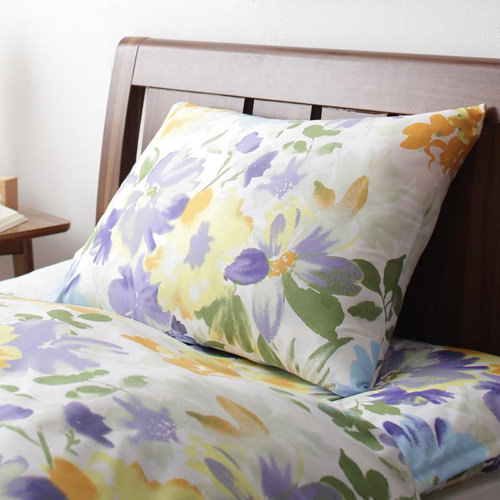 極上のふんわり感 日本製 水彩画風エレガントフラワーデザイン 枕