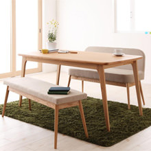 タモ材を生かしたシンプルデザイン 北欧スタイルダイニングテーブル