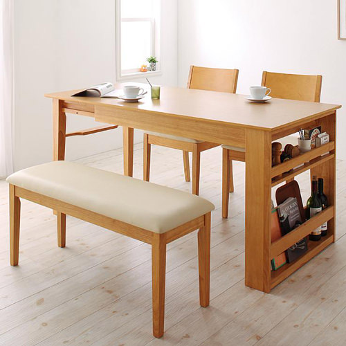 機能性十分 収納ラック付きエクステンション ダイニングテーブルの詳細