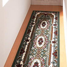 [60×510] 気高く心豊かに ベルギー製ウィルトン織りクラシックデザイン 廊下敷き グリーン