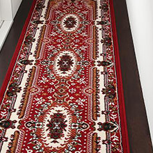[80×700] 気高く心豊かに ベルギー製ウィルトン織りクラシックデザイン 廊下敷き レッド