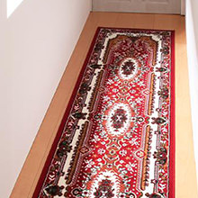 [60×510] 気高く心豊かに ベルギー製ウィルトン織りクラシックデザイン 廊下敷き レッド