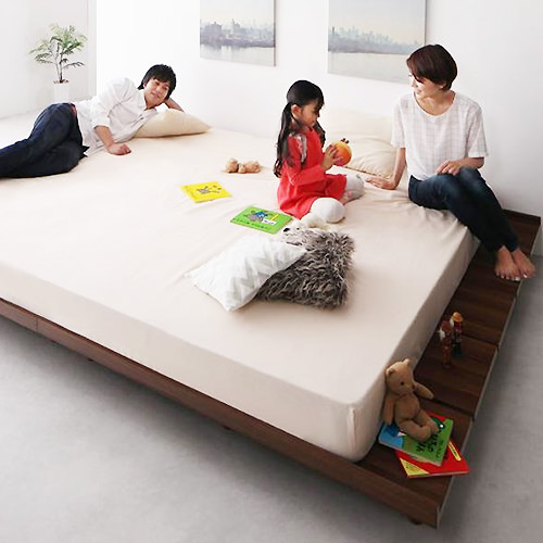 家族で広々快適 デザインすのこファミリーベッド レギュラー丈 (連結