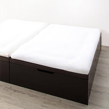 シンプルデザイン 国産すのこ跳ね上げベッド ヘッドレスタイプ (セミシングル)