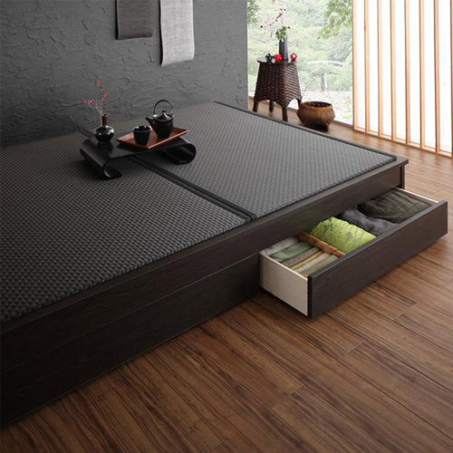 畳で生活 日本製 小上がりにもなるモダンデザイン畳収納ベッド (シングル)